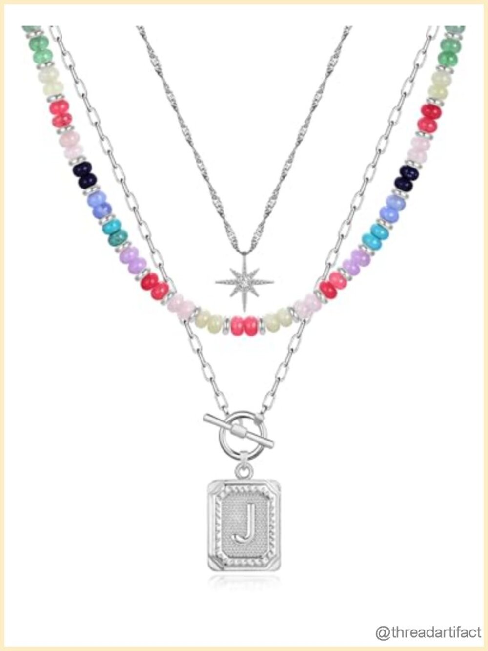 Layered Initial Necklaces for Women, 14K Gold Plated Brass, Star Choker,